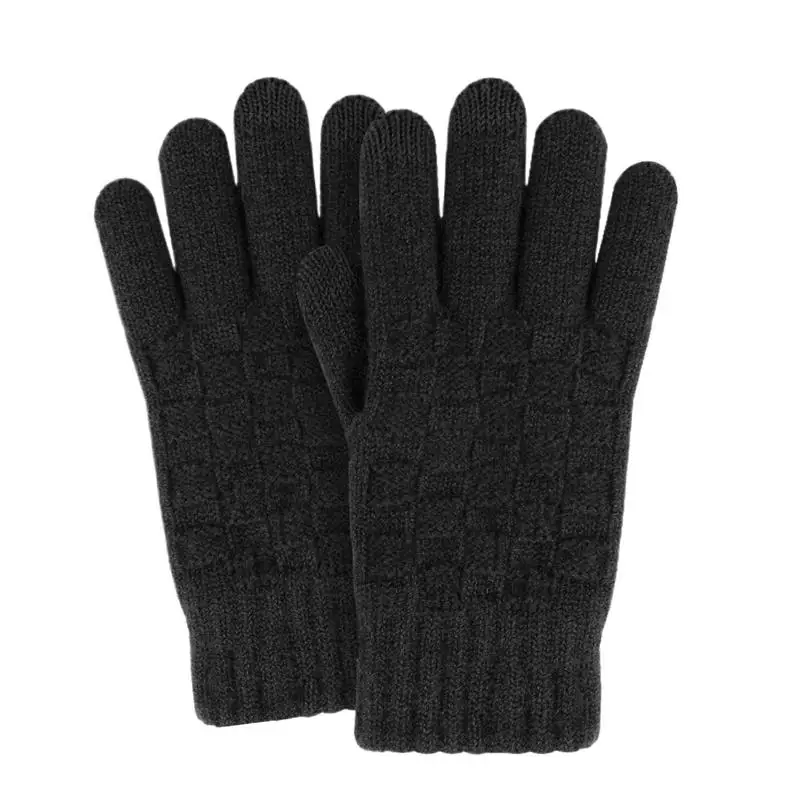 Knit Lining Warm Gloves Outdoors Thermal Touchscreen Gloves Comfortable Winter Checkere Motorcycle Mittens For Cycling Skiing