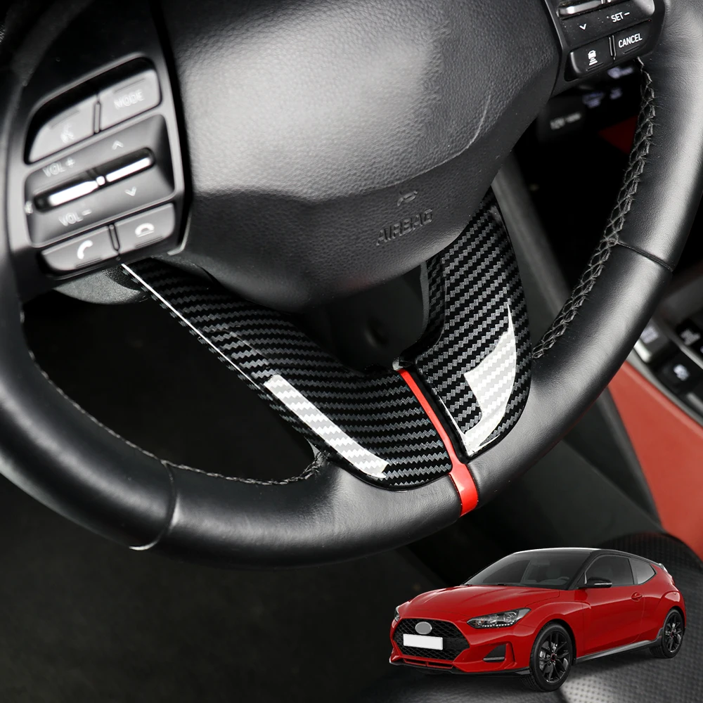 

2 шт. автомобильных аксессуаров для интерьера, накладки на нижнюю часть руля из ABS-пластика для Hyundai Veloster 2019-2022 (левый/правый руль)