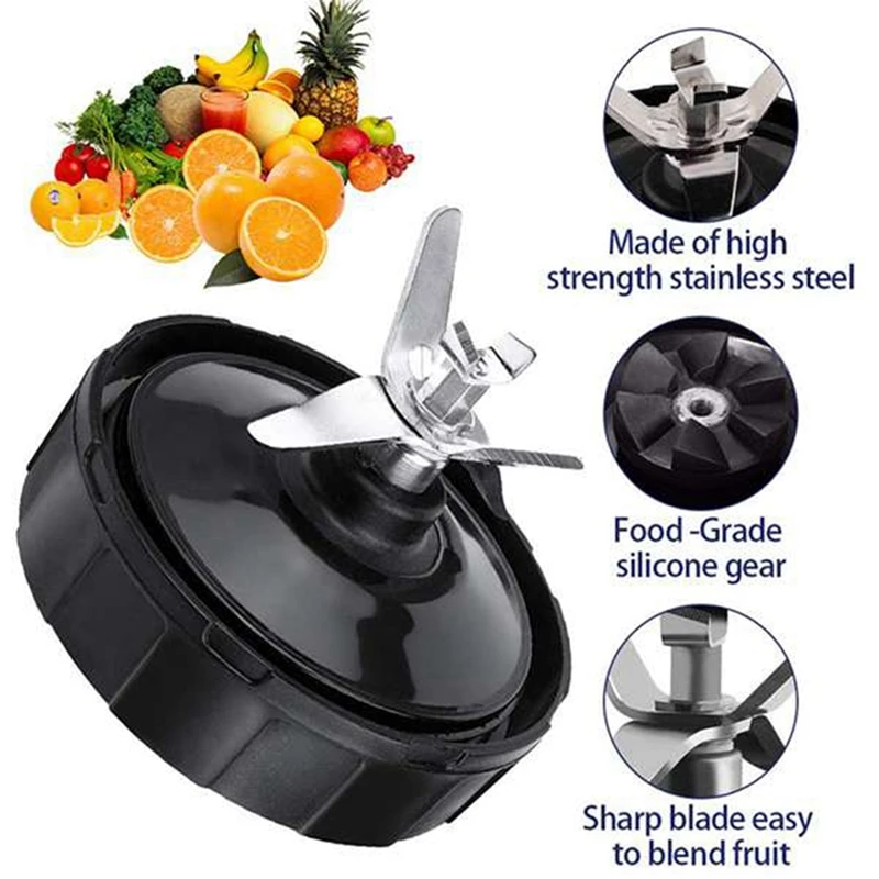 New 2 Set For Ninja 7 Fins Extractor Blades And 24OZ Ninja Blender Cup With Sealing Lid,For Nutri Ninja Auto IQ