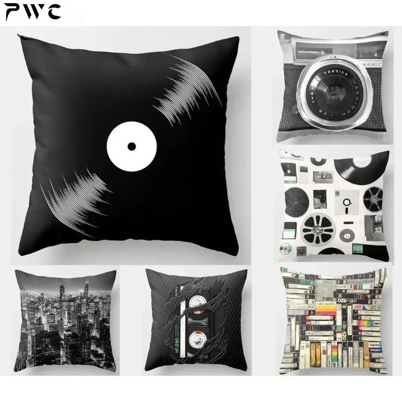 

Black Retro Camera Geometric Pillowcase Home Bedding Sofa Cushion Cover