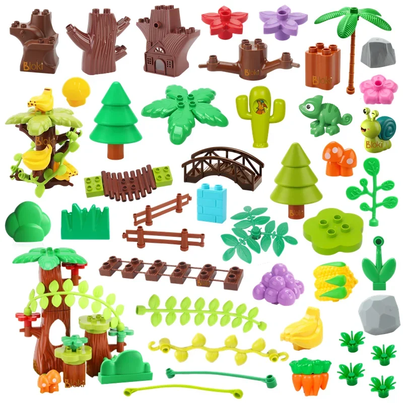 Big Building Blocks Outdoor Forest Plant Series Flower Grass Tree Farm Adornment Accessories Compatible Scenes Toys Kids Bricks