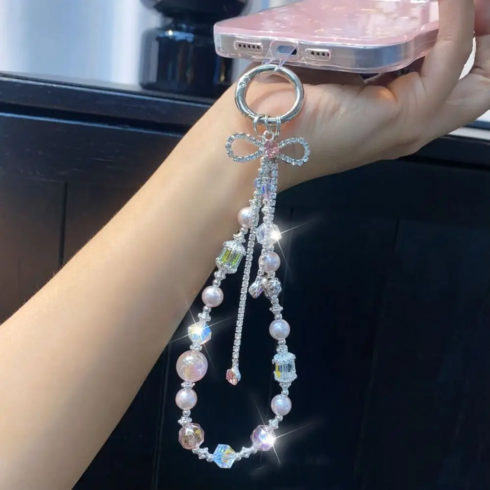 

Tassel Bowknot Phone Chain Anti-lost Beaded Mobile Phone Lanyard Jewelry Light Luxury Style Girls Phone Pendant Female Lady Girl