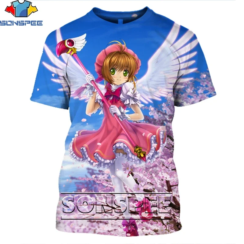 SONSPEE Cute Anime Sakura Card Captor Shirt 3D Printing Men Women's Summer Fashion Harajuku Man Oversize Tshirt Kids Tshirts Top