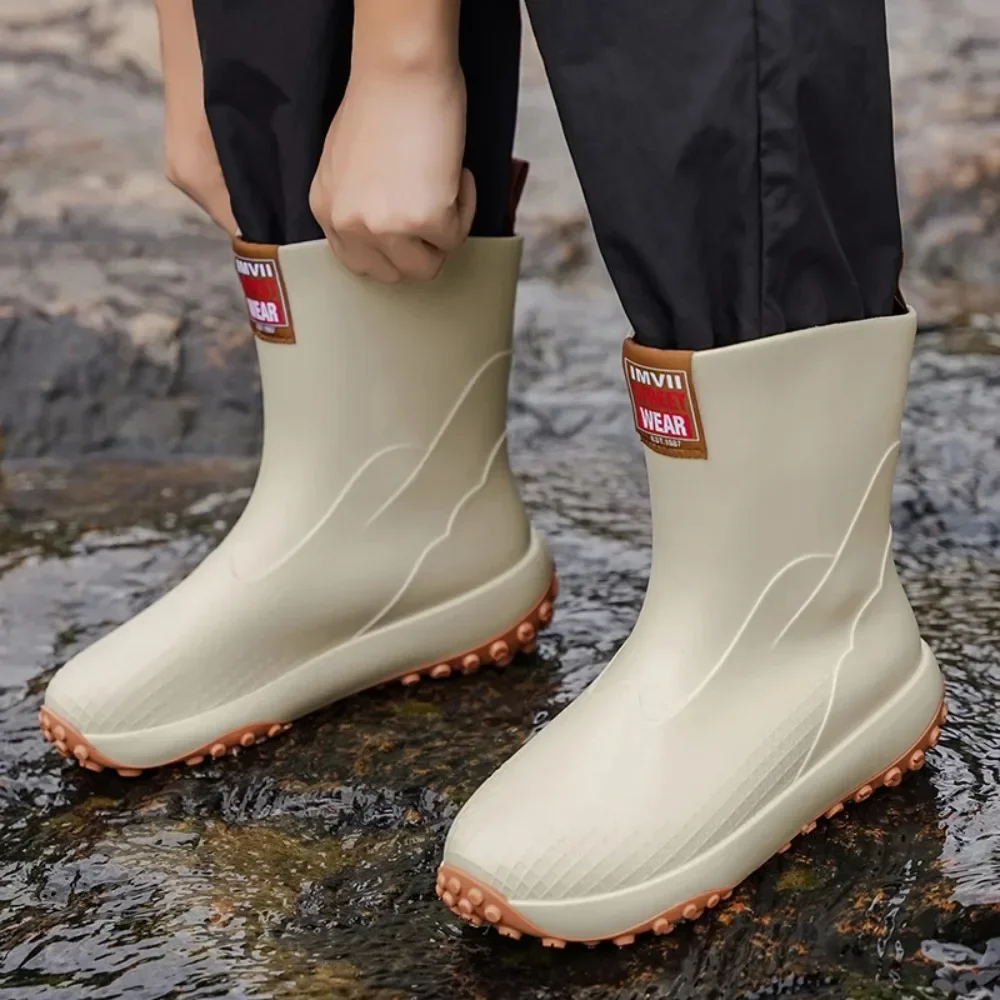 2026 الرجال مقاوم للماء منتصف العجل احذية المطر المضادة للانزلاق الصيد حديقة Wellies منصة في الهواء الطلق أصابع واسعة الكبار الشيف المطبخ أحذية رجالي