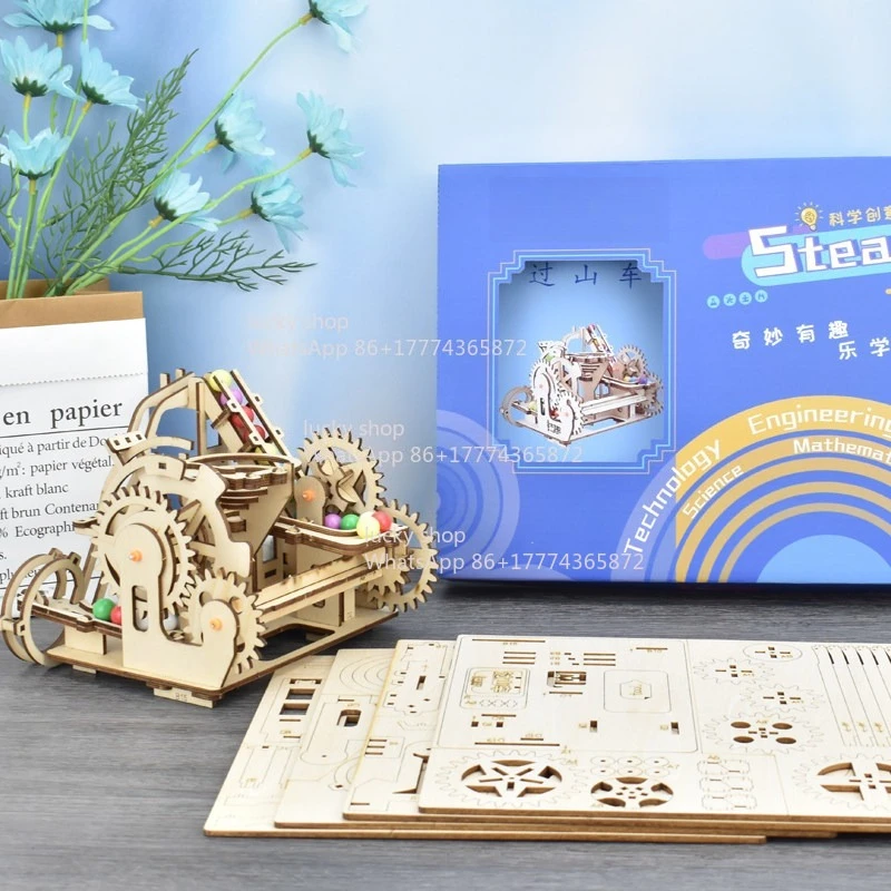 

Handmade Wooden Ball Track Desktop Ornament, Creative Science Themed Craft Gift for Youth