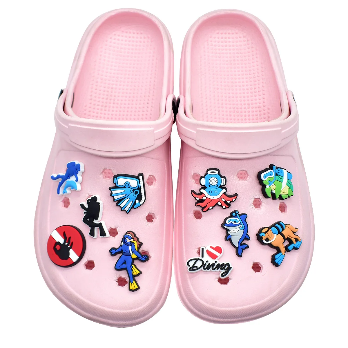 New Cool Scuba Diving PVC Shoe Charms Easy Install Trendy DIY Footwear Decor Removable Ornaments For Clogs Hot Ocean Lover Gift