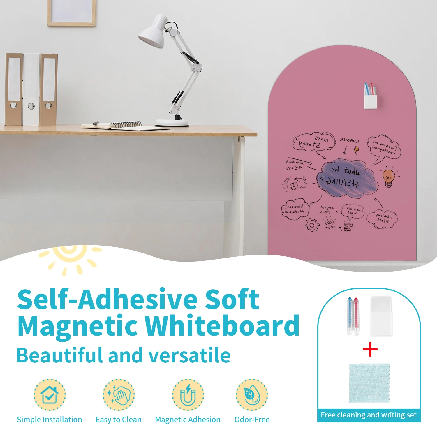 Minimal Farbige Gewölbte Selbstklebende Magnetische Wandaufkleber Geeignet für Heimdekoration, Kinderzimmer-Graffiti-Sticker