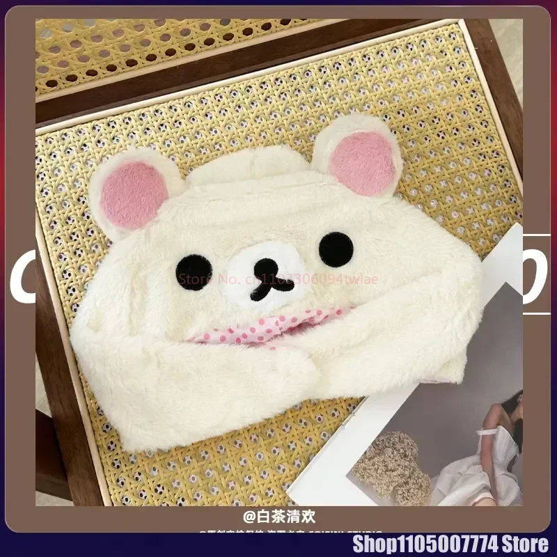 Kawaii Rilakkuma Korilakkuma الدب Ushanka قبعة قبعة الشتاء لطيف للنساء الفتيات الفتيان الاطفال الكرتون أنيمي قبعة Gorras الهدايا #6