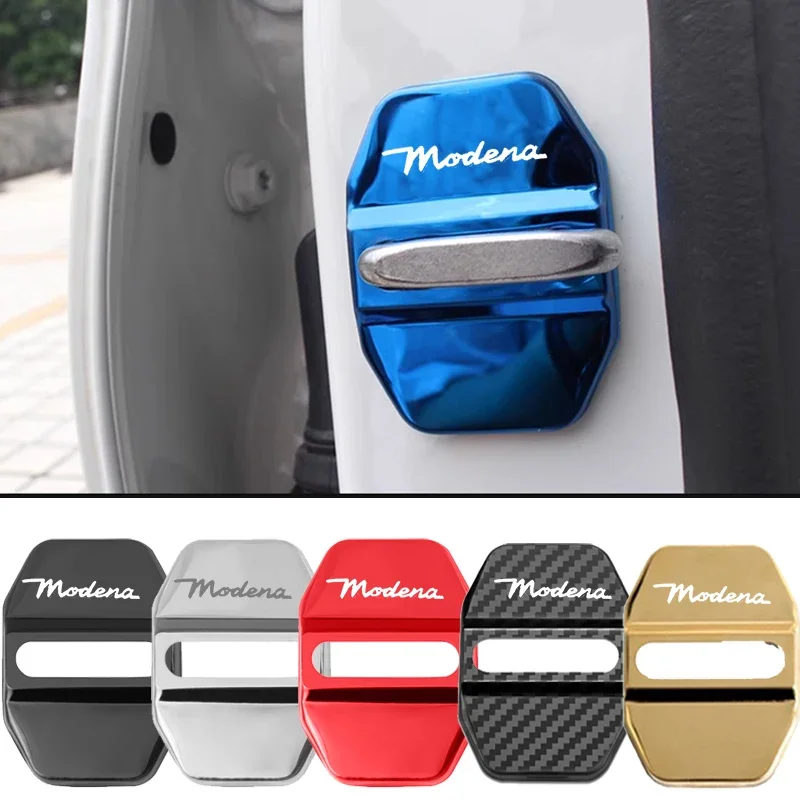 4pcs Car Accessories for Maserati MODENA Logo Stainless Steel Door Lock Cover Protect Emblem Case Sticker Decals Styling Decor