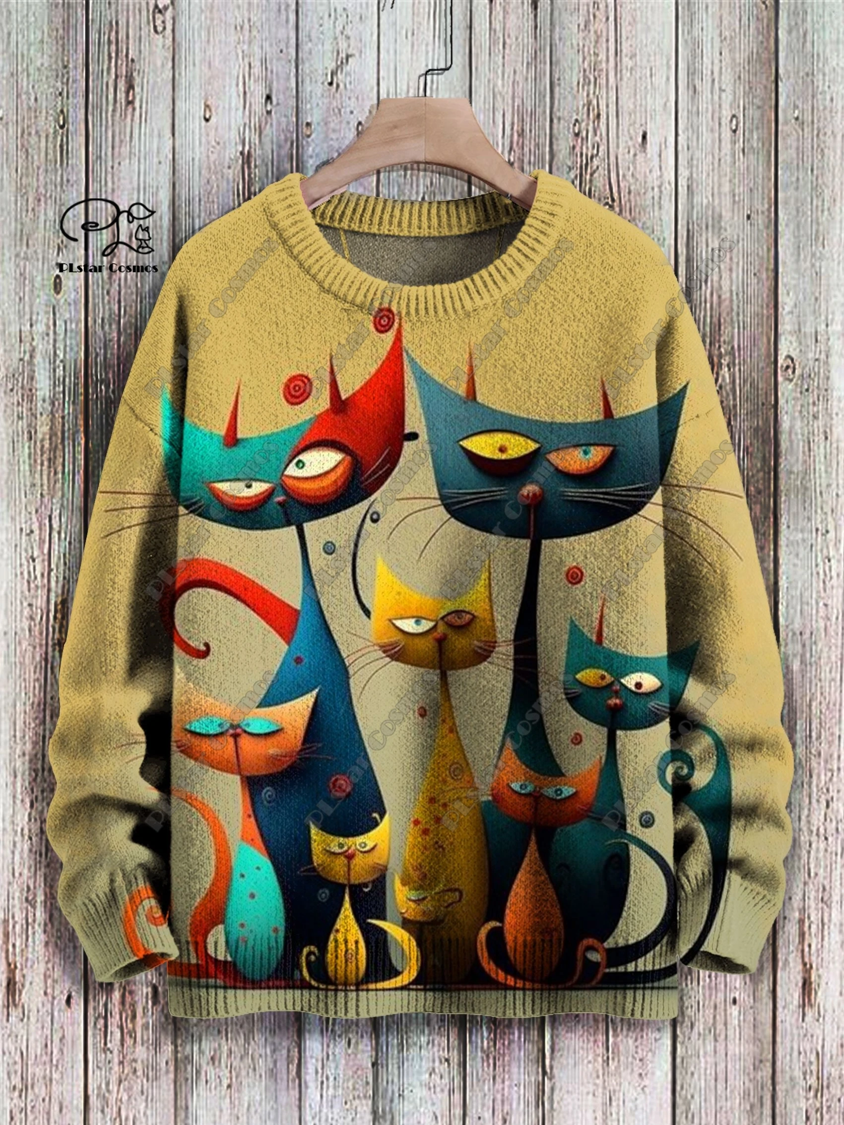 PLstar Cosmos new 3D printed animal series cute cat, dog pattern ugly sweater for winter street casual unisex 2