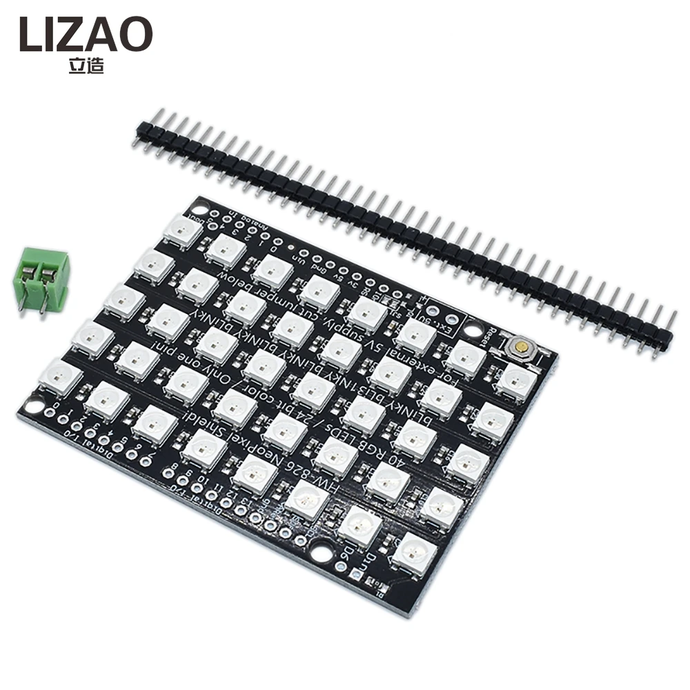 LIZAO WS2812B 40-Bit RGB LED Matrix, Built-in Full-Color 5050 LEDs with Driver IC for Arduino Lighting Projects