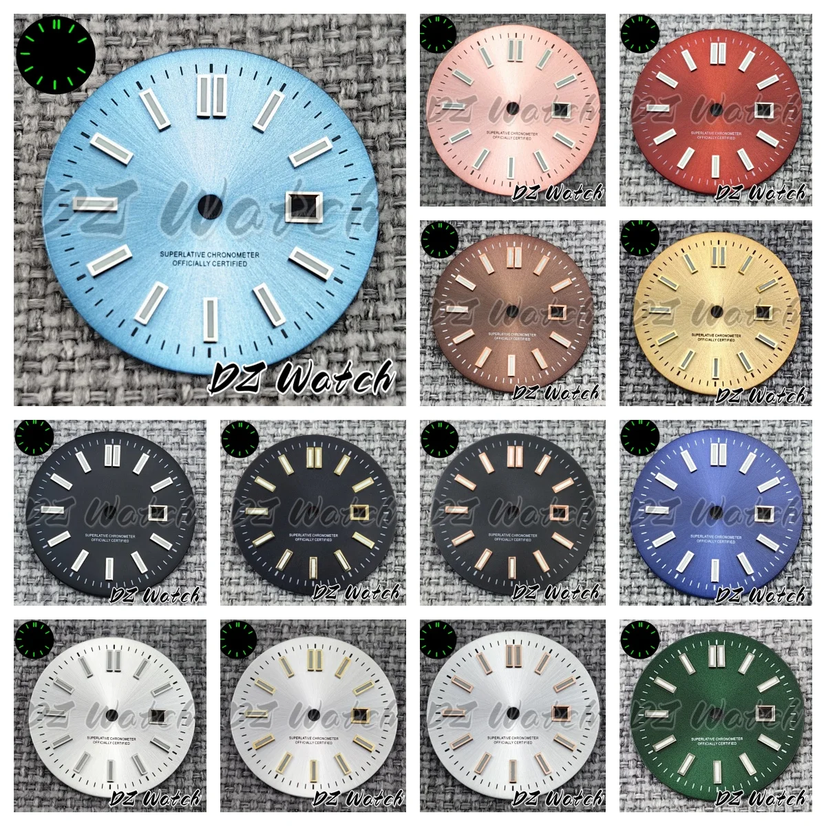 DZ Neues 24,5 mm Sunberst Silber/Rose/Gold Sitck Mark Zifferblatt mit C3 leuchtend für NH05 NH06 Damenuhr modifiziertes Zubehör