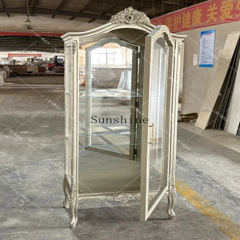 

American light luxury glass door, storage against the wall, high champagne display, carved TV cabinet