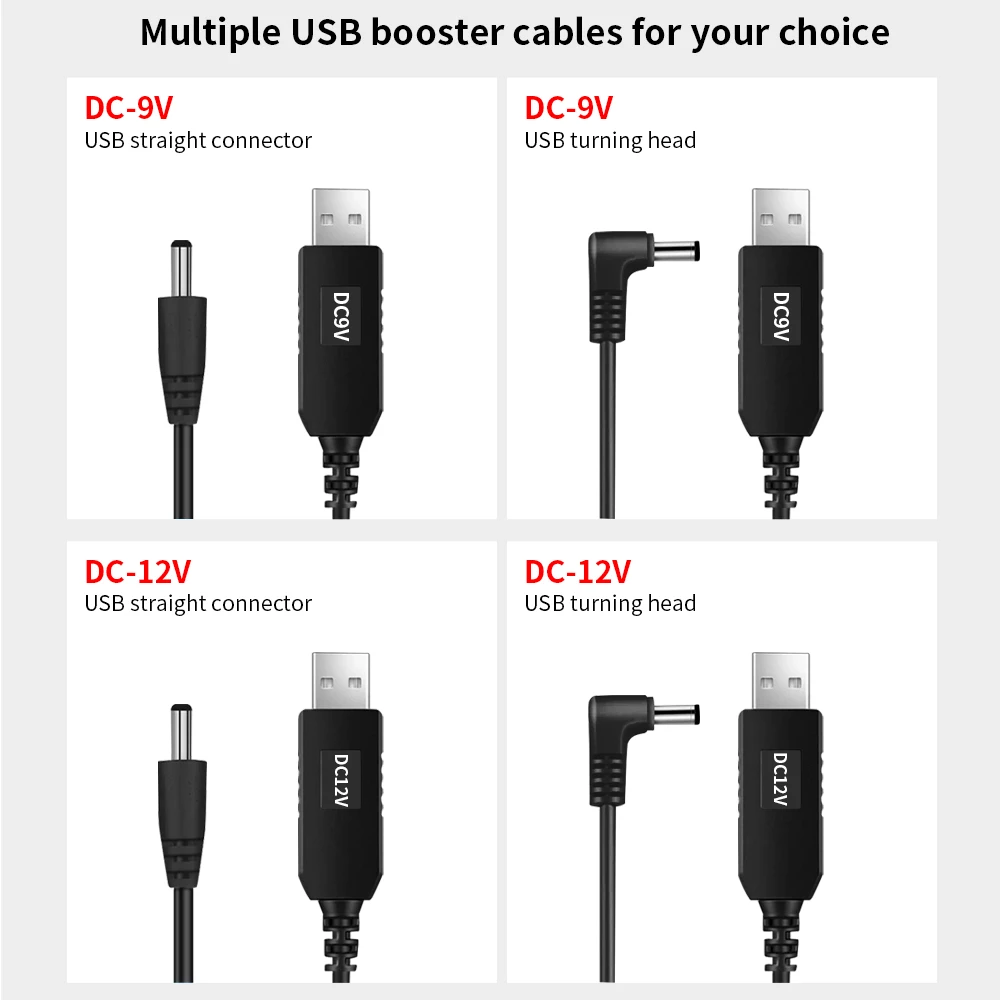 TISHRIC USB Power Boost Line DC 5V to DC 9V / 12V USB Converter Adapter Router Cable 2.1x5.5mm Plug