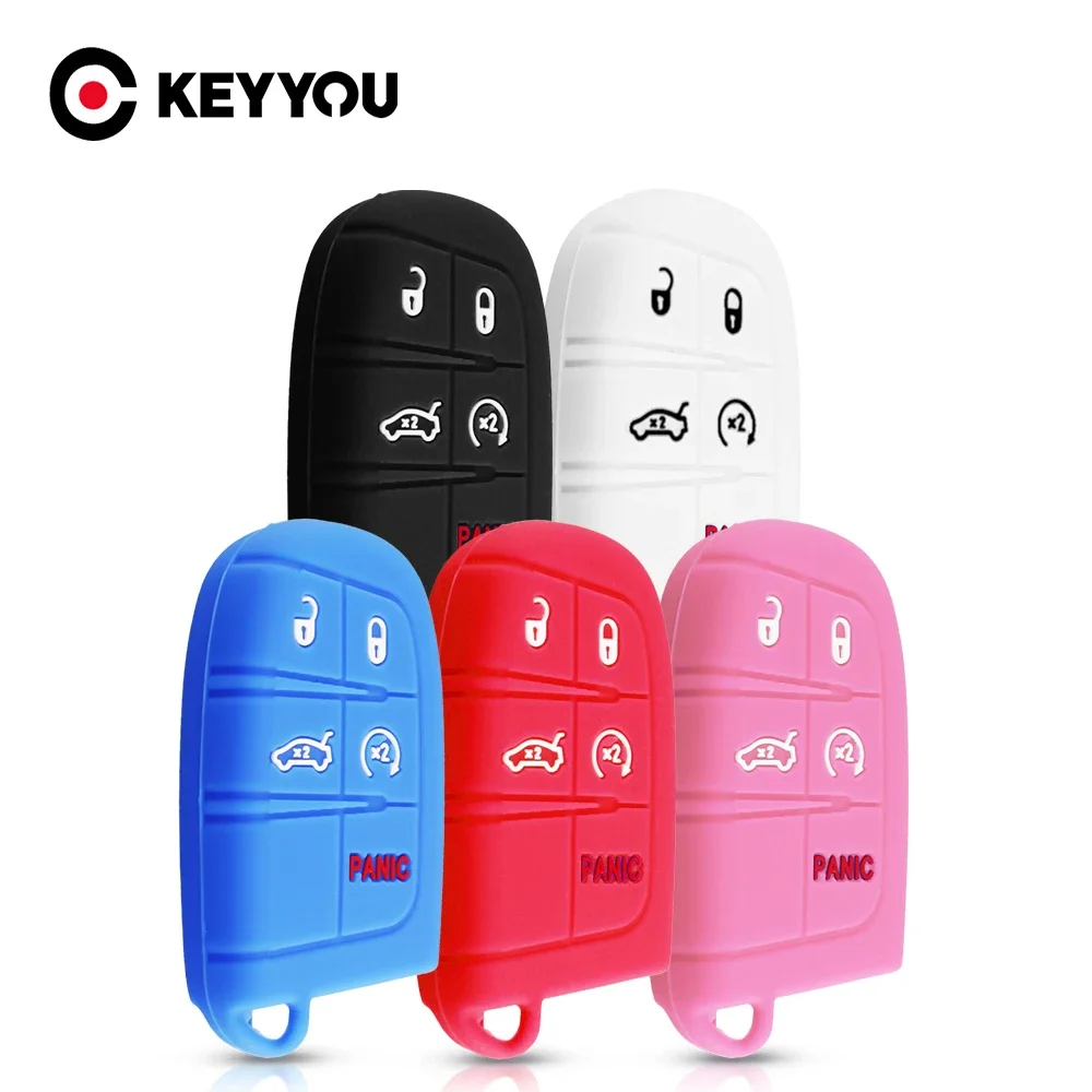 KEYYOU For JEEP Grand Cherokee Renegade Dodge JCUV dart Journey Chrysler 300C Silicone Key Case Cover