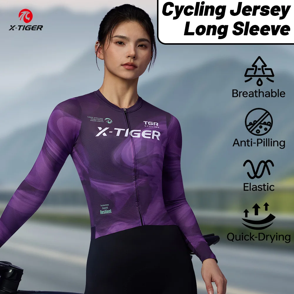 

X-TIGER Long Sleeve Cycling Jersey Autumn Road Bike Jersey Women's Anti-UV Mountain Bicycle Clothing Breathable Cycling Jersey