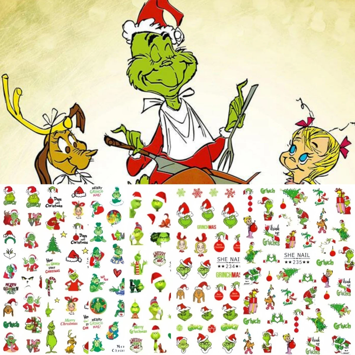 Adesivi per unghie stile natalizio anime Sanrio Cartoon Forniture per nail art Simpatico Hello Kitty My Melody Adesivi 3D Decorazione per nail art