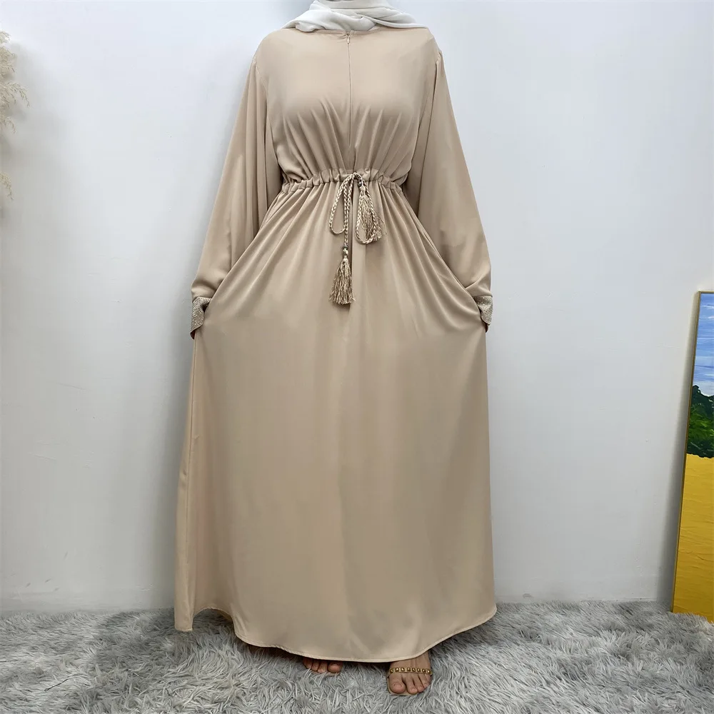 Mujeres musulmanas Abaya diamante abierto frontal cremallera largo Maxi vestido Turquía Kaftan Eid fiesta árabe vestido islámico Dubai mujer Jalabiya bata