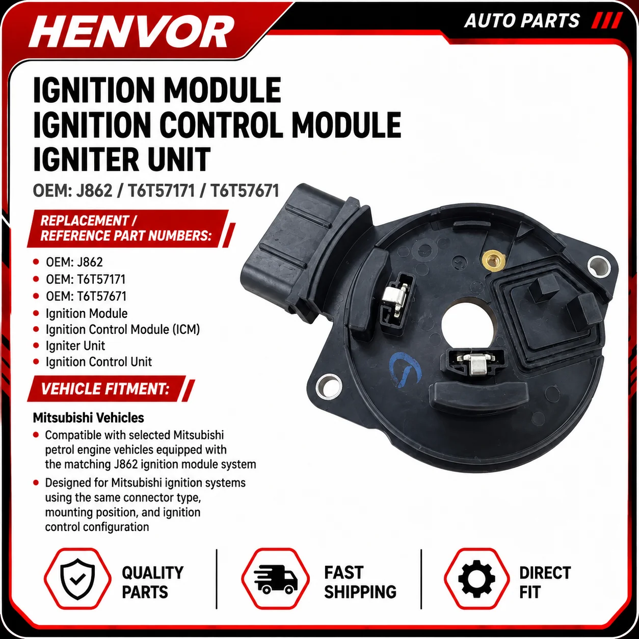 Ignition Module J862 T6T57171 T6T57671 OEM Replacement For Mitsubishi Igniter Control Unit
