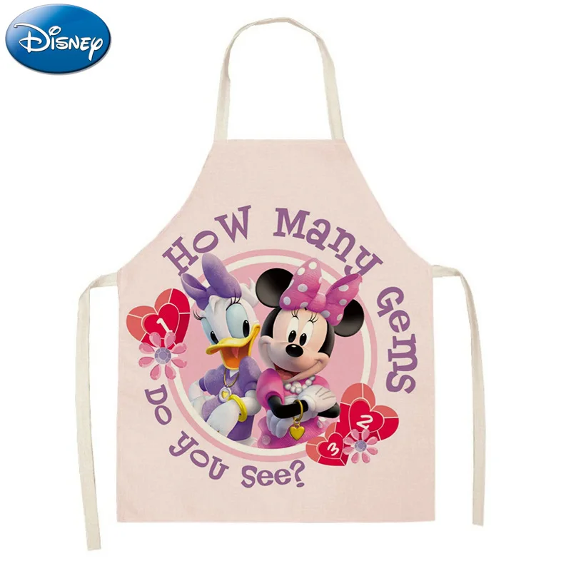 Disney Mickey mouse Cartoon Kitchen Apron Adult Child Household Cleaning Cotton Linen Pinafore Salon Home Cooking Baking tools