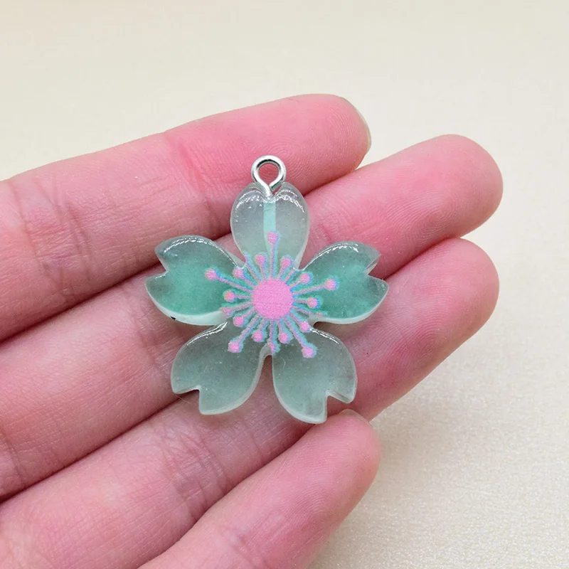 10PCS Clear Cherry Flat Back Resin Charms for DIY Jewellery Making
