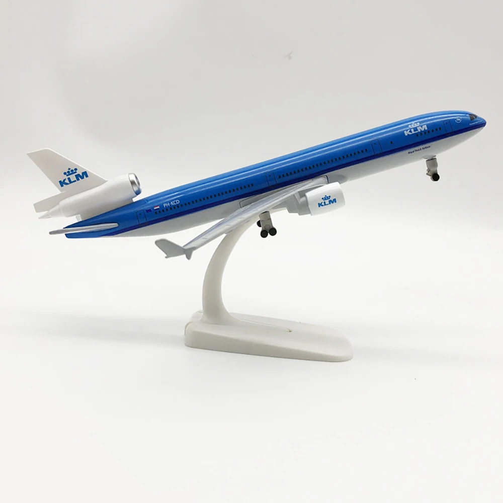 20cm Aircraft KLM Royal Dutch Airlines McDonnell Douglas MD-11 Model with Wheel Alloy Plane Toy Children Kids Gift Collection