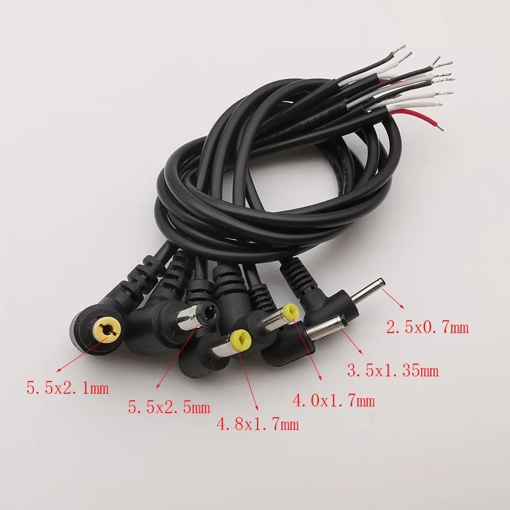 1/5Pcs 2.5x0.7mm 3.5x1.35mm 4.0x1.7mm 4.8x1.7mm 5.5x2.1mm 5.5x2.5mm Right Angle DC Power Plug Cable Wire Connector