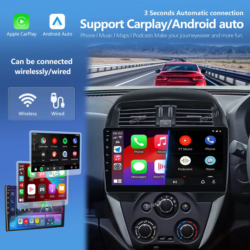 Android 16 Carplay Auto 2K Screen Car Radio Multimedia Player For NISSAN MARCH MICRA 2010-2017 Autoradio Stereo 2din Head Unit