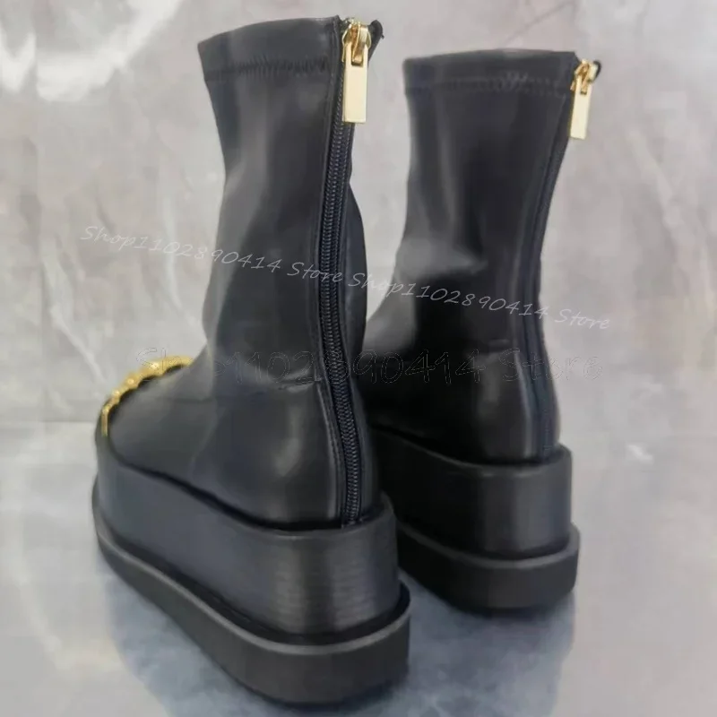 

Black High Platform Gold Five Fingers Mid Calf Boots Back Zipper Women Shoes High Top Fashion Runway 2025 Zapatos Para Mujere
