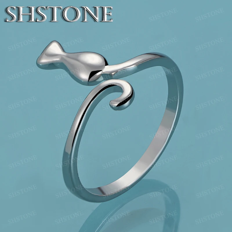 Cute 925 Sterling Silver Cat Rings For Women Engagement Party Luxury Designer Jewelry Female Offers with Free Shipping Jewellery