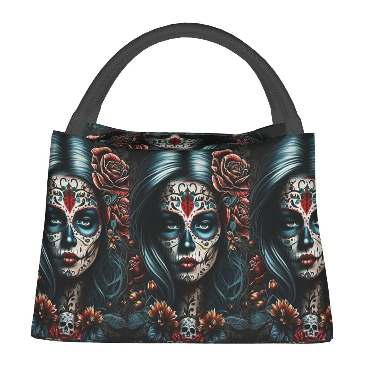 

Mexico Skull Woman Vintage Style Insulated Lunch Bag for Women Kids Portable Food Boxes Thermal Lunch Box Tote
