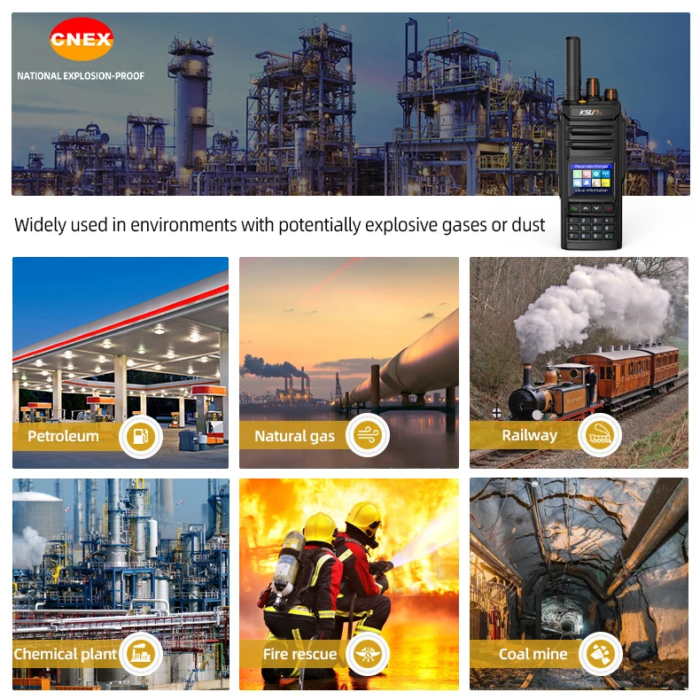KSUN CT82 POC منصة عالمية مزدوجة بطاقة Sim الهاتف الذكي مشفرة واقية من الانفجار راديو لاسلكي تخاطب لألغام الفحم الغاز الطبيعي