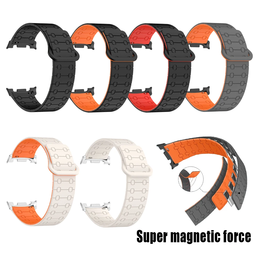 삼성 갤럭시 시계 8 40mm/44mm 팔찌 갤럭시 시계 8 클래식 46mm 시계 밴드 액세서리에 대한 틈새 없음 자기 실리콘 스트랩