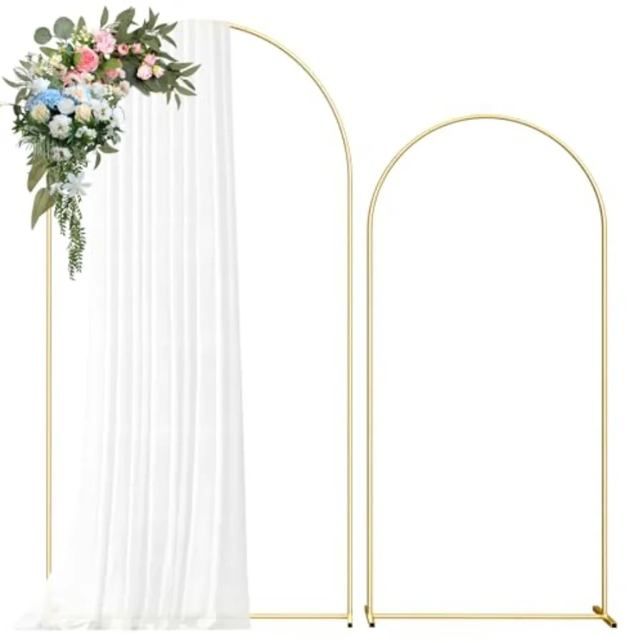 

Metal Arch Backdrop Stand, 7.2FT+6FT Wedding Arch Frame, Balloon Arch Backdrop Stand Set of 2, Gold Wedding Arch Backdrop Stand