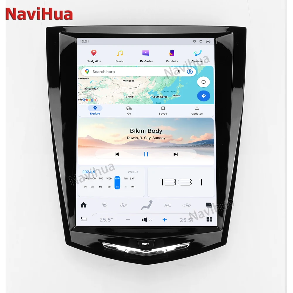 Android 13 For Cadillac Escalade ATS SRX CTS Tesla Radio Style Vertical Screen Car GPS Navigation Head Unit Multimedia Player