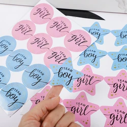 5 Sheets (60Pcs) Gilding Team Boy Team Girl Sealing Sticker Gift Box Label for Gender Reveal Baby Shower Party Favors Decoration