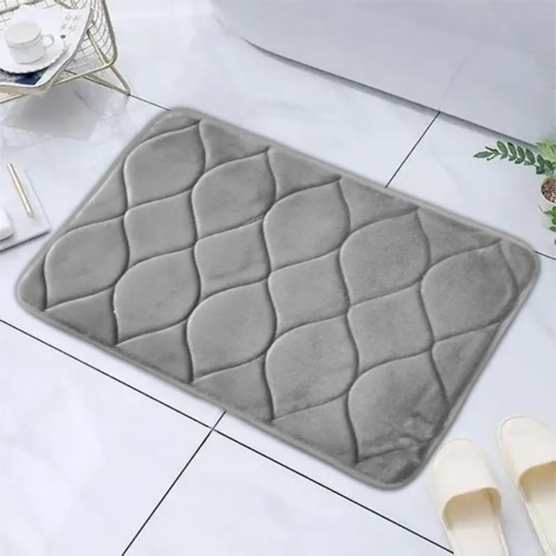 Non Slip Bathroom Mat Luxurious Coral Velvet Bathroom Rug Shower Rug Soft Bath Mat Carpet Quick-Dry Machine Washable Bath Rugs