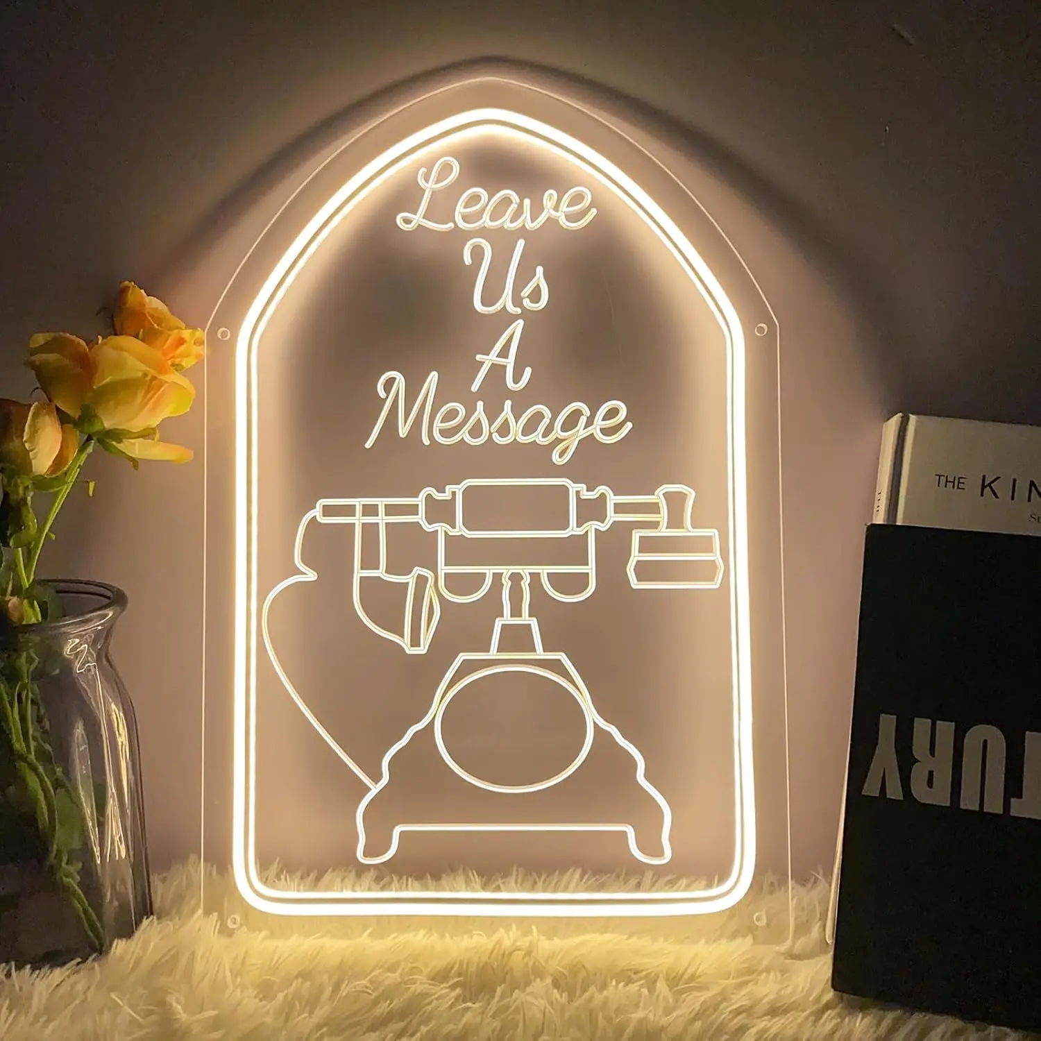 Leave Us a Message LED Neon Light USB Powered, With Dimmer, Adjustable Brightness, Perfect for Home Decor, Modern Lighting