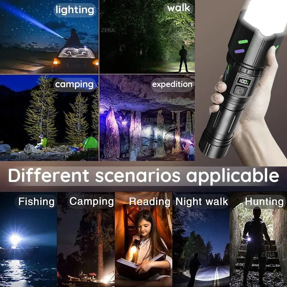 30W Most Powerful LED Flashlight USB Rechargeable Lamp Aluminum alloy Ultra Powerful Flashlight Tactical Lantern Camping Torch