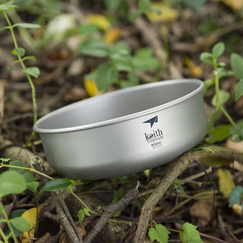 Keith Camping Tableware Titanium Bowls Pan Fruit Vegetable Food Container Bacteriostatic Flatware OutdoorHiking Picnic Cutlery