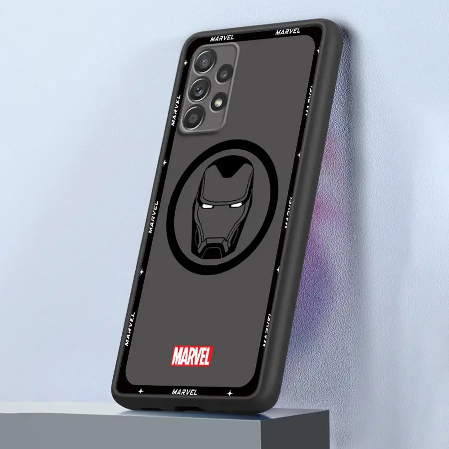 Phone Case for Samsung Galaxy A54 A53 A13 A35 A14 A25 A32 A55 A34 A24 A52 Shockproof Matte Cover Marvel Avengers Hero Logo