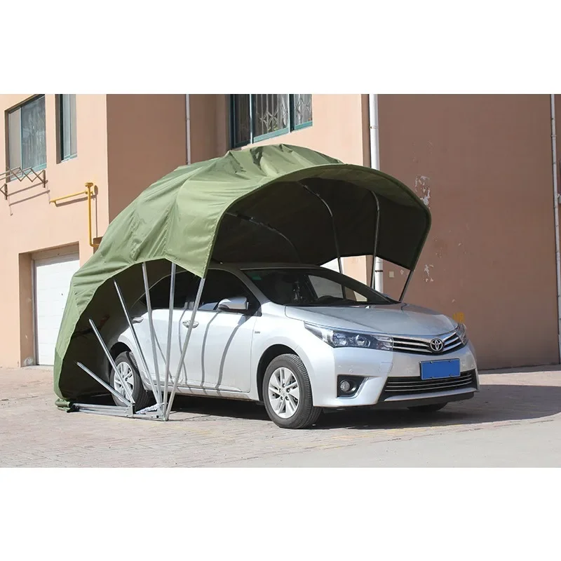 

Semi-automatic movable garage folding telescopic carport, simple outdoor car parking shed, awning, sun-proof canopy