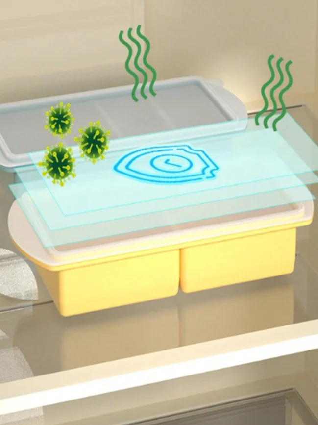 Silicone Freezer Tray with Lid Stackable Food Prep Container for Soup Broth & Sauces Kitchen Storage Essential