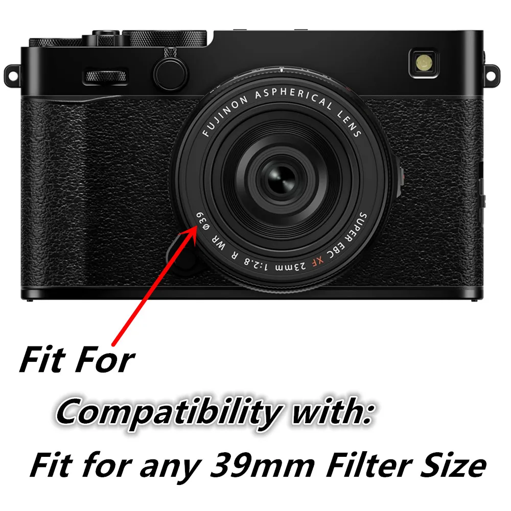 2 Copriobiettivi Da 39mm Per Fuji XF 27mm F/2.8 E Leica M – Tappo Centrale In ABS (Nero) - 4