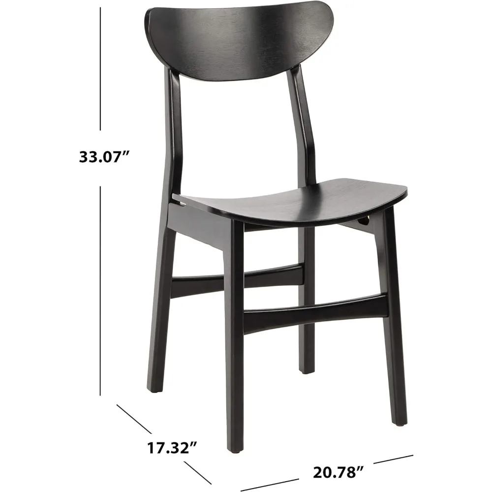 Home Lucca Retro Black Dining Chair, Wood, Set of 2