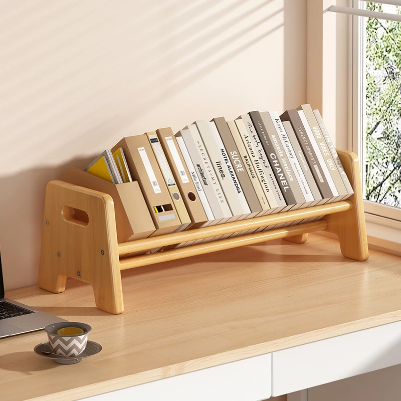 

Home Desktop Bookshelf, Small Kids Book Rack, Window Shelf Organizer, Bamboo Vertical Storage Rack for Various Settings