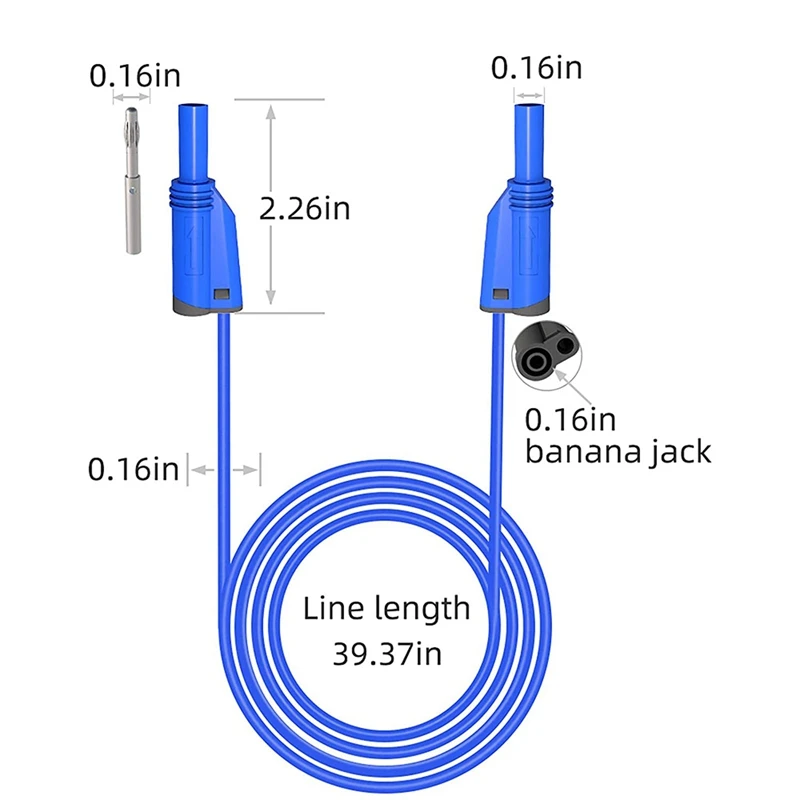 5PCS Banana Plug Silicone Test Leads 4Mm Fully Insulated Safety Shrouded Stackable Banana Plug Soft Wire Extension Cable