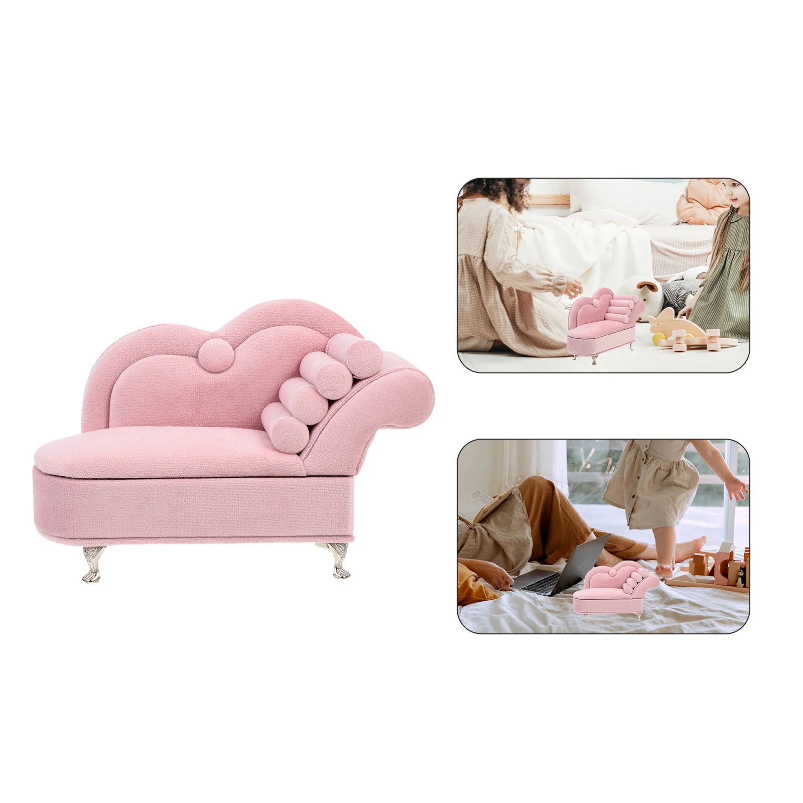 Mini Sofa Crafts Decors Miniature House Adorable Model Ornament Single Chair Pink