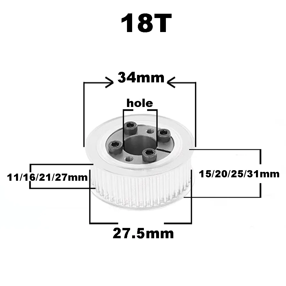 HTD5M 18T 20T 22Teeth Keyless Bushing Timing Pulley HTD 5M Expansion Sleeve Synchronous Wheel for Belt Width 10/15/20/25mm