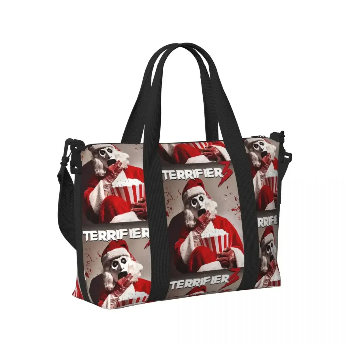 

Terrifier Movie Art The Clown Beach Travel Bag Large Capacity Tote Bags for Gym Sport Women Shopping Duffle Shoulder Bag